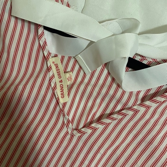 Red Striped Lace Detail Blouse - Picture 2 of 3